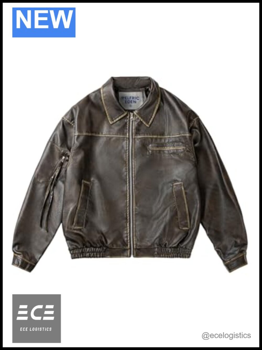 Faux Leather Cropped Jacket Multi Pocket Oversized Utility Zip Coat